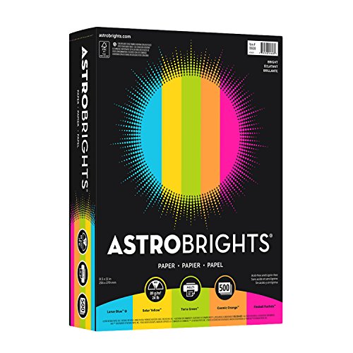 Neenah Astrobrights® Bright Color Paper, Letter Size Paper, 24 lb, Assorted Colors, 500 Sheets