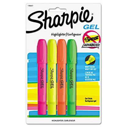 Sharpie 1780477 Gel Highlighter, Bullet Tip, Assorted Colors, 4 per Set