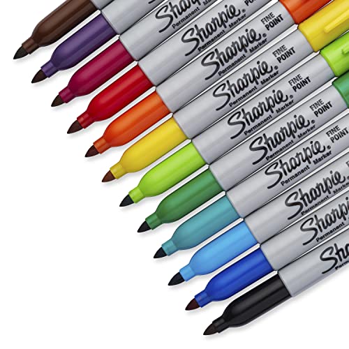 Sharpie Permanent Markers, Fine Point, Assorted Colors, 24 Count 