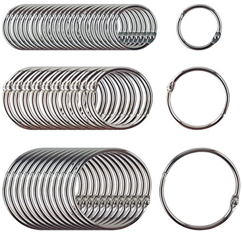 Clipco Book Rings Assorted Sizes Small, Medium and Large Nickel Plated (250-Pack)