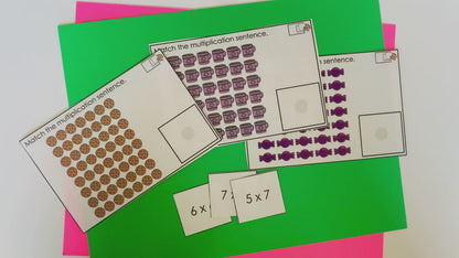 Arrays Multiplication + Division Work Bin Task Cards | Centers for Special Ed