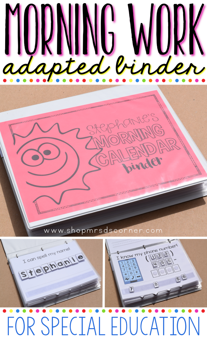 Morning Adapted Work Binder® (for Special Needs) | Adapted Morning Wor ...