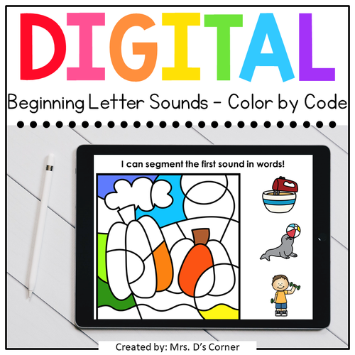 Beginning Letter Sounds Color by Code Digital Activity | Distance Learning