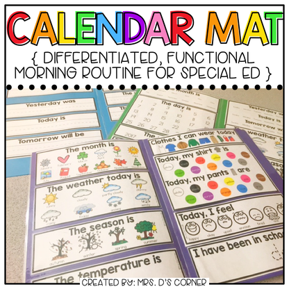 Interactive Calendar Mats for the Special Education Classroom | Calendar Routine Mat