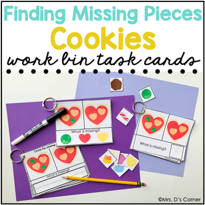 Missing Pieces Cookies Work Bin Task Cards | Centers for Special Ed