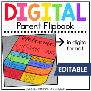 Digital Parent Flipbook | Back to School Flipbook for Meet the Teacher