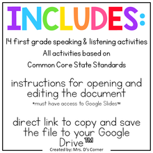 Load image into Gallery viewer, First Grade Speaking and Listening Standards-Aligned Digital Activity Bundle