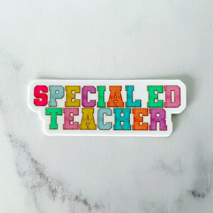 Special Education Teacher Varsity Letters Sticker