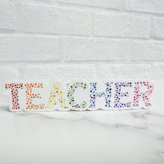 Rainbow Dotted Teacher Sticker