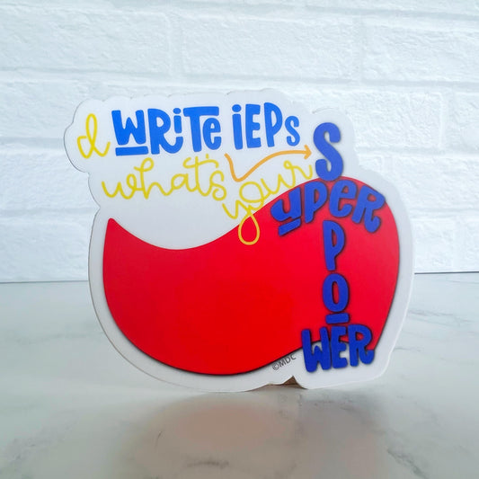 IEP Writing Superhero Sticker