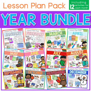 Year Bundle Lesson Plan Pack | 12 Activities for Each Month (for special ed)