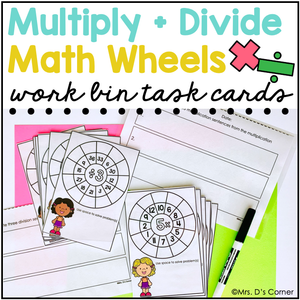 Multiplication and Division Math Wheels Task Cards | Math Center
