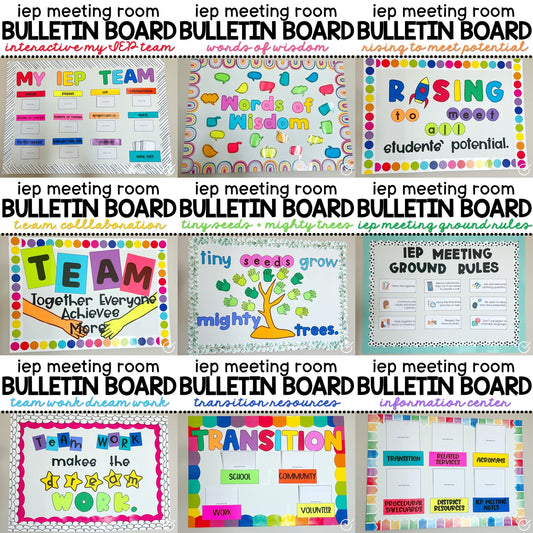 Bundle of IEP Meeting Room Bulletin Boards | 9 IEP Bulletin Boards