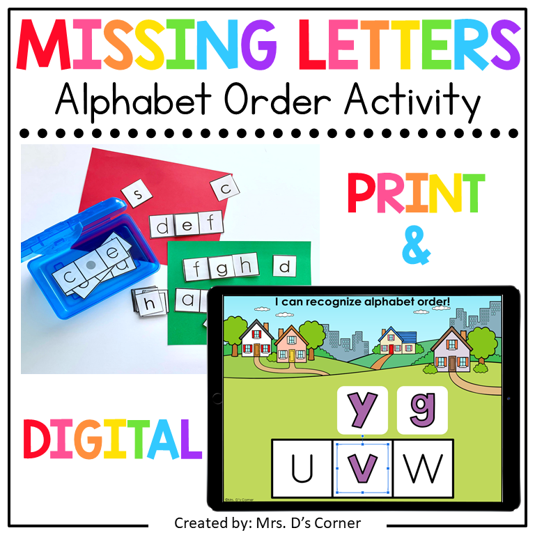 Print + Digital Missing Alphabet Letters Activity | Lowercase Alphabet ...