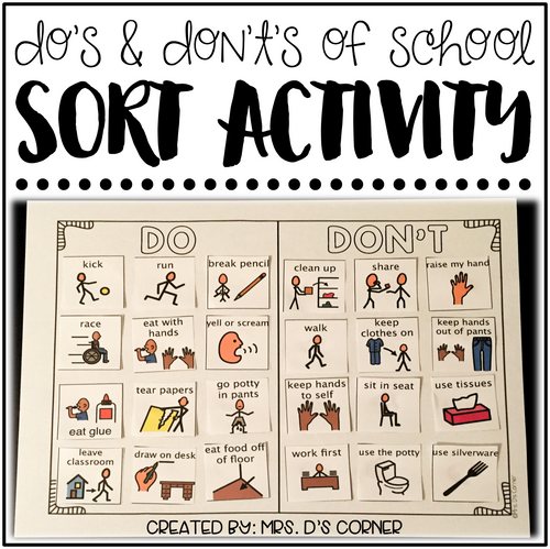 Do's and Don't's of School [Sorting Activity for Special Education]