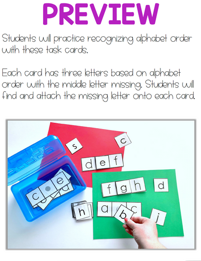 Missing Alphabet Letters Activity | Lowercase Letters Alphabet Order