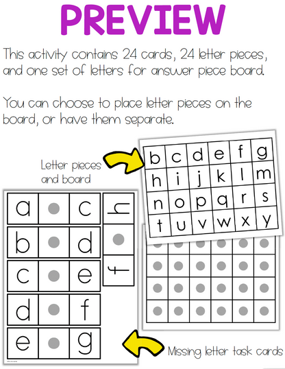 Missing Alphabet Letters Activity | Lowercase Letters Alphabet Order