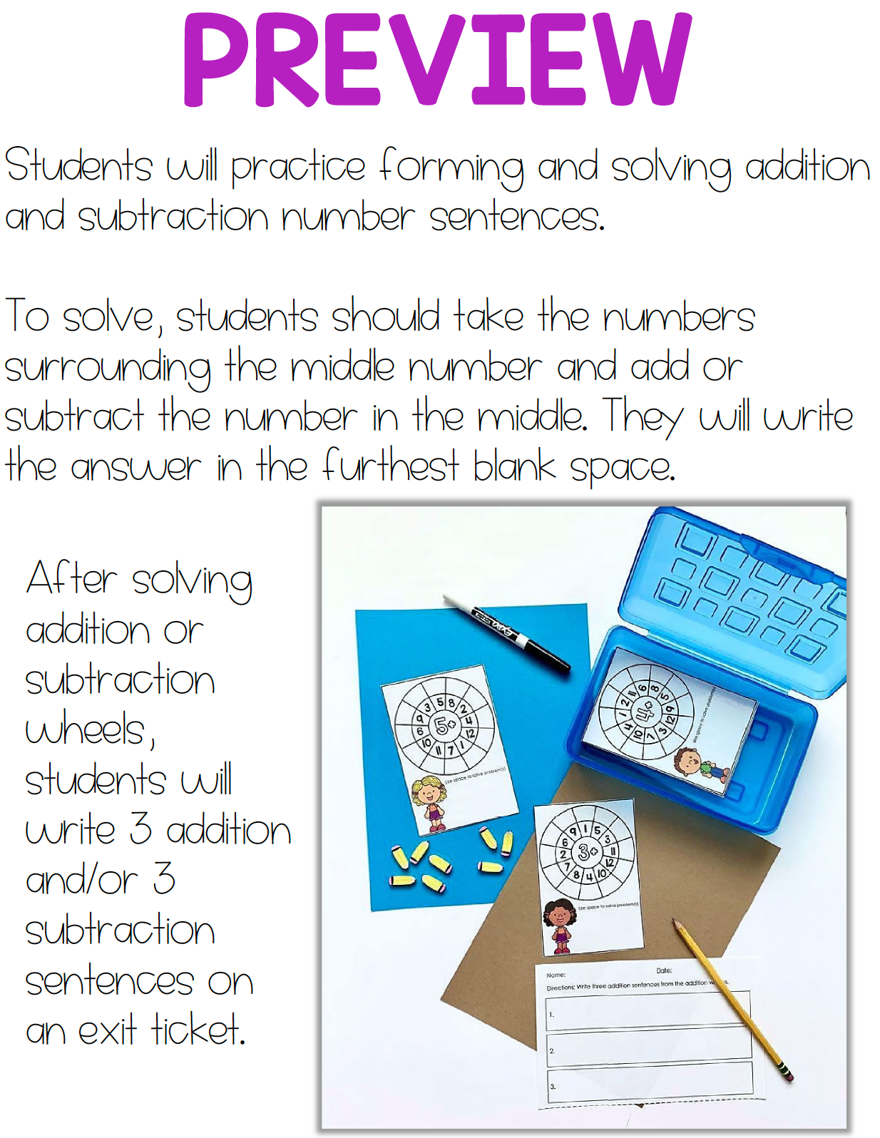 Addition and Subtraction Math Task Cards | Math Center