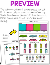 Load image into Gallery viewer, Build a Bakery (Adding Money to $3) Work Bin Task Cards | Centers for Special Ed