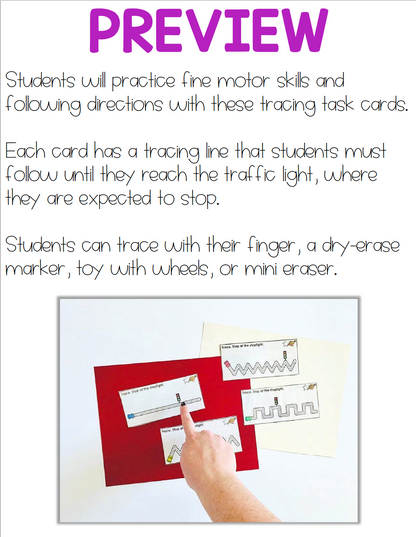 Fine Motor Tracing Lines Work Bin Task Cards | Centers for Special Ed