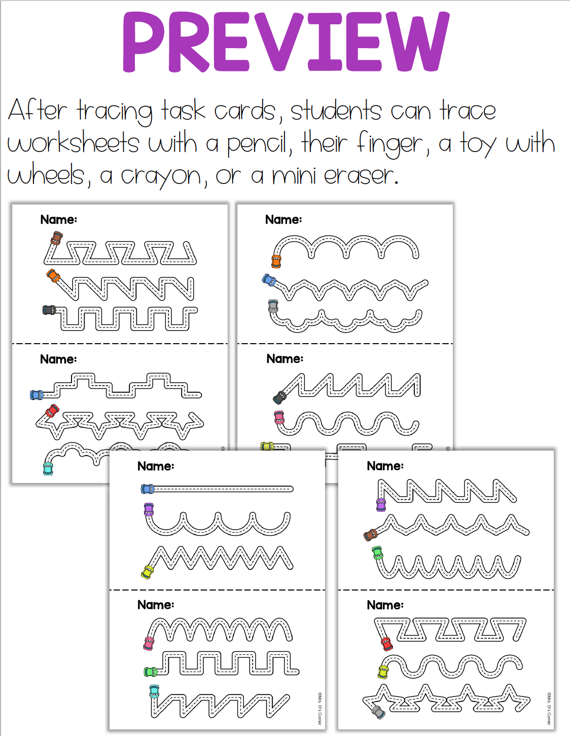 Fine Motor Tracing Lines Work Bin Task Cards | Centers for Special Ed