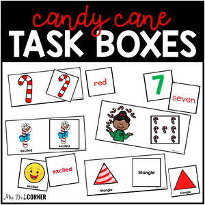 Candy Cane Task Cards (Shapes Numbers Colors Alphabet Emotions) | Center for Special Ed