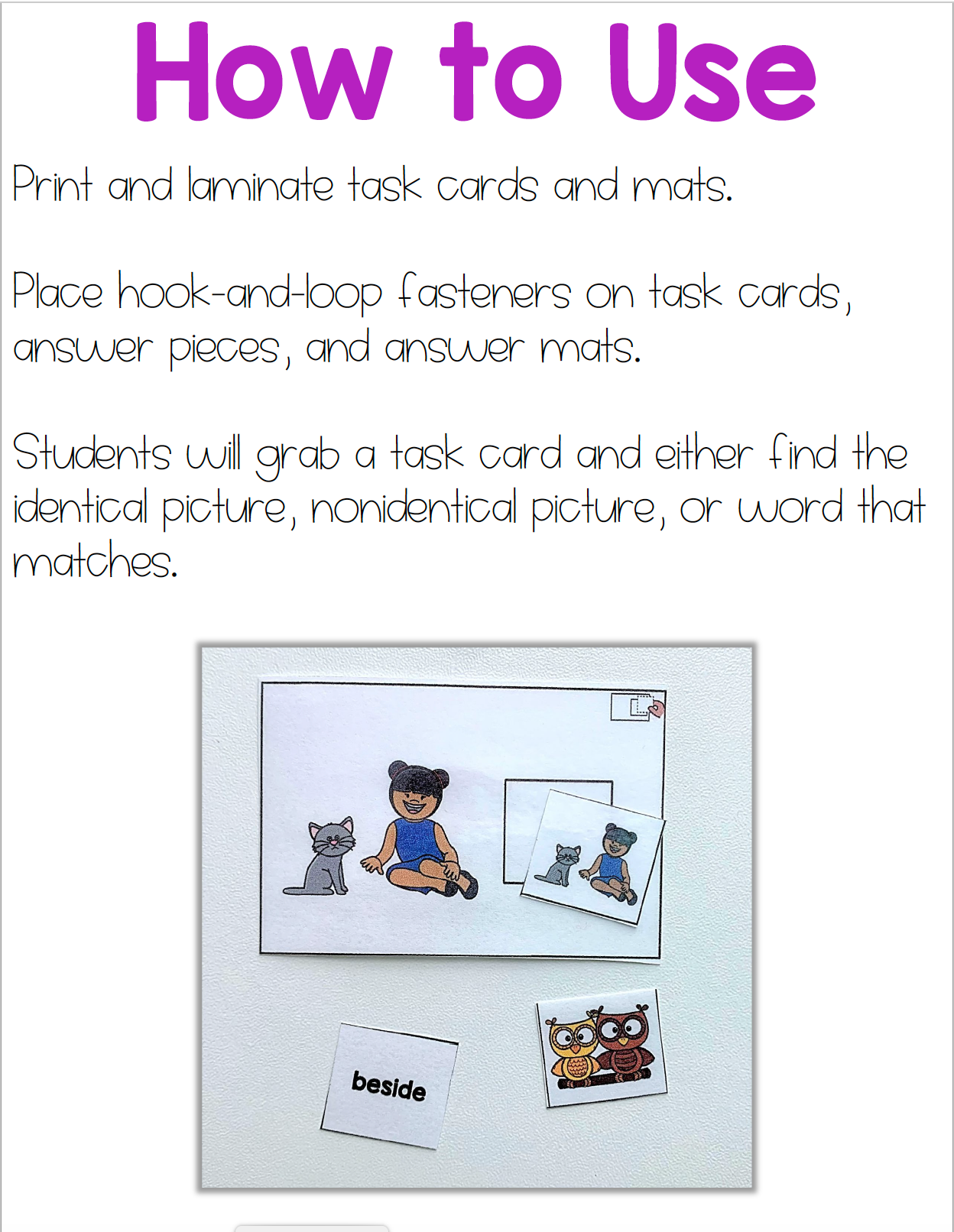 Prepositions Work Bin Task Cards | Centers for Special Ed