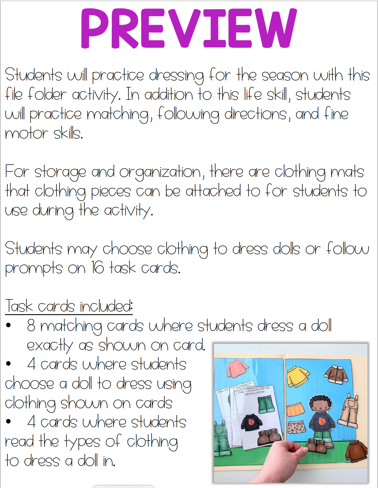 Dress Me for the Seasons File Folders | File Folders for Special Education