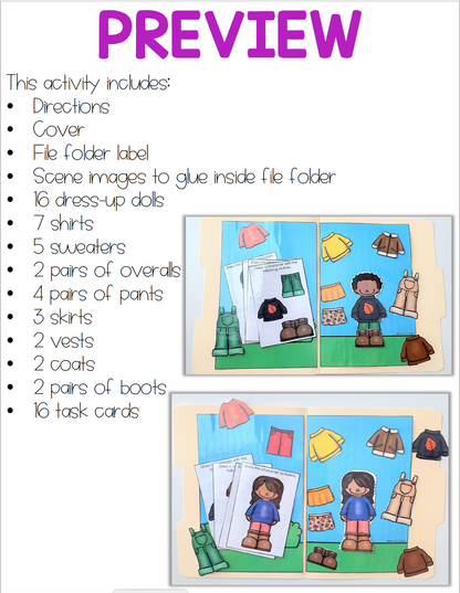 Dress Me for the Seasons File Folders | File Folders for Special Education