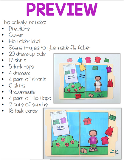 Dress Me for the Seasons File Folders | File Folders for Special Education