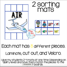 Load image into Gallery viewer, Transportation Sorting Mats [3 mats!] for Students with Special Needs