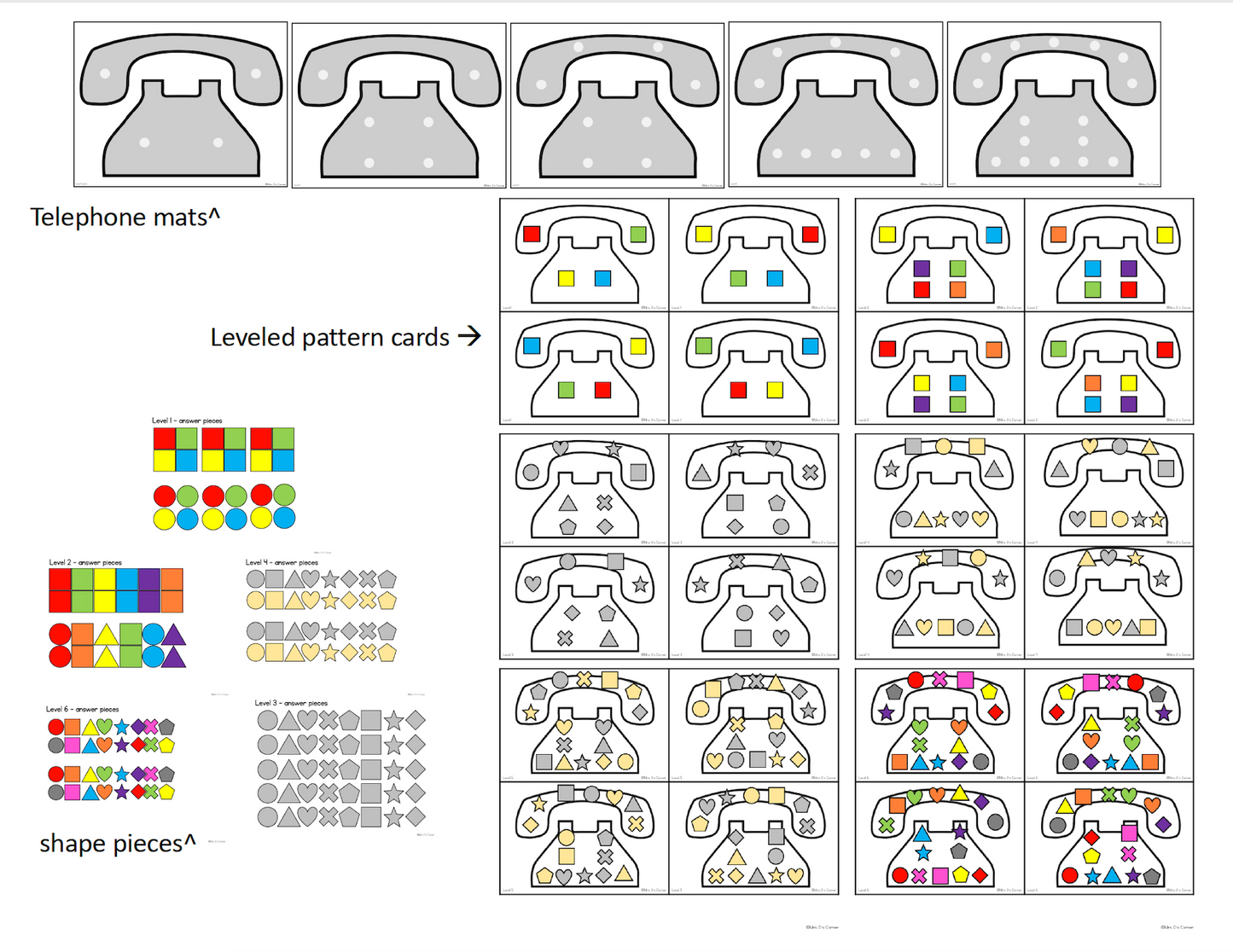 Telephone Pattern Mats ( Leveled and Differentiated! )