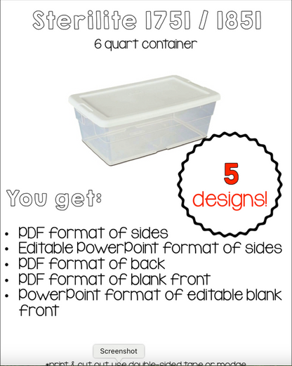 Sterilite Container Templates { Red White and Black Theme }