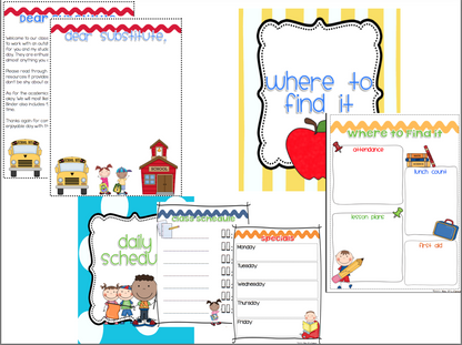 Editable Substitute Binder { School Days } Ultimate Binder Guide for Substitutes