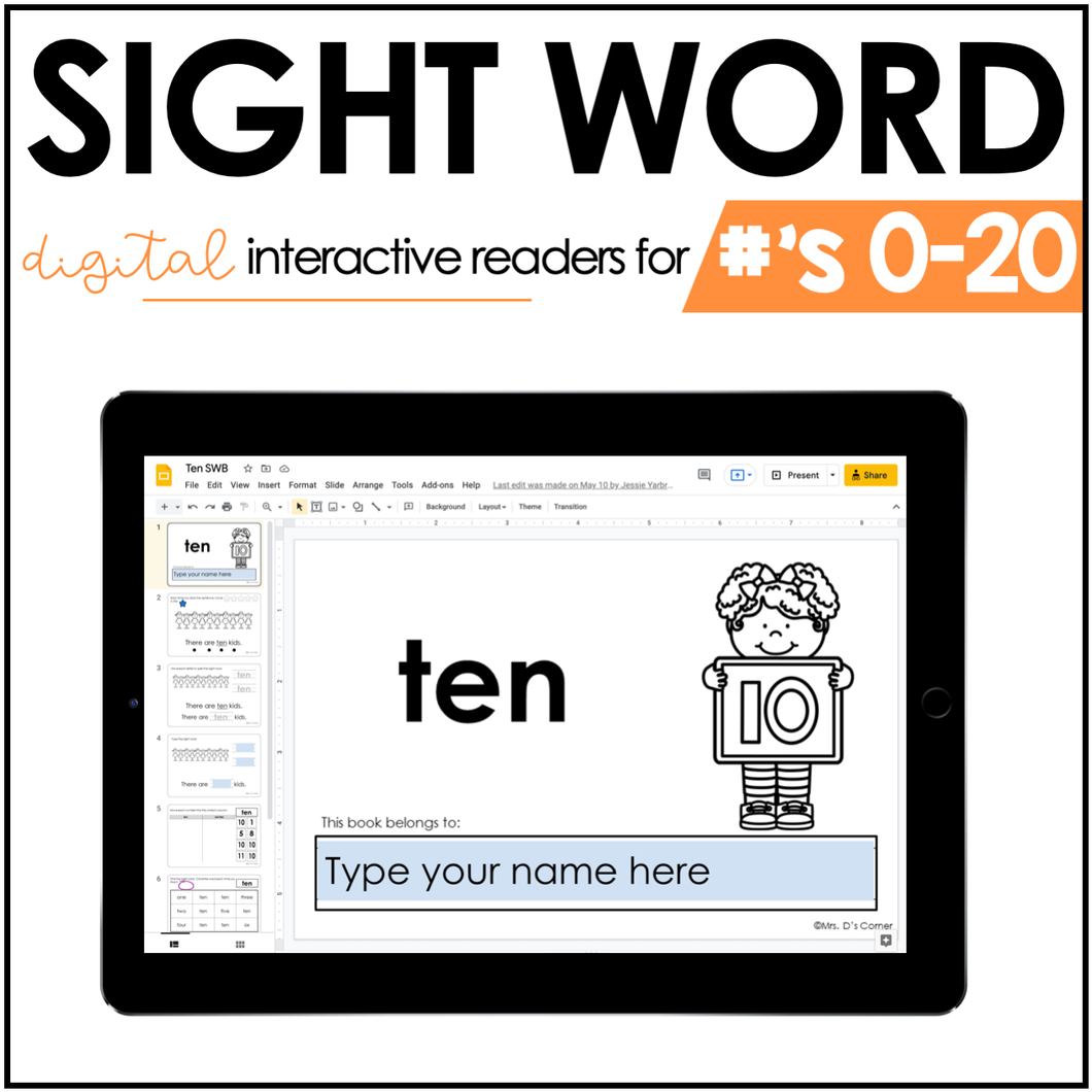 Digital Numbers 0 to 20 Sight Word Reader Bundle | Number Activity Books