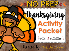 Load image into Gallery viewer, NO PREP Thanksgiving Activity Packet [13 activities]
