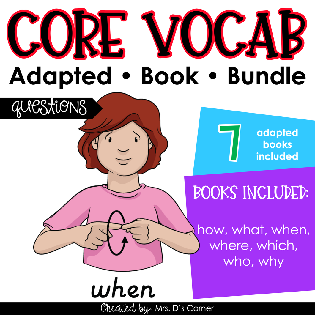 Questions Core Vocabulary Adapted Book Bundle [Level 1 and Level 2]