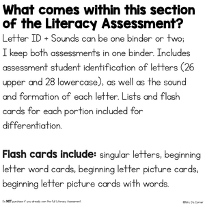 Letter ID + Beginning Letter Sound Assessment - Literacy Reading Assessment