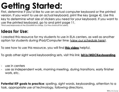 CVC Word Keyboarding | Sight Word Activities | Typing Practice