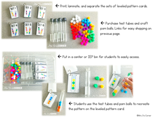 Test Tube Pattern Cards - Math Center [6 Levels of Patterns!]