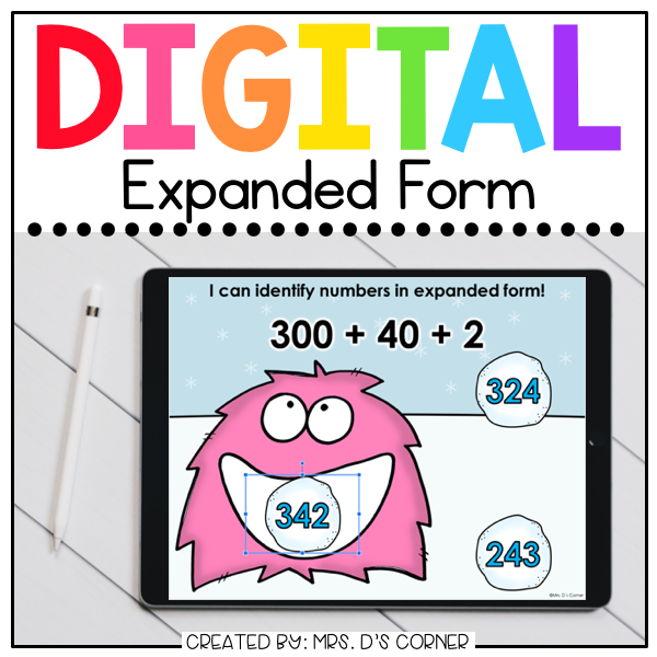 Winter Expanded Form to 100s Place Digital Activity | Distance Learning
