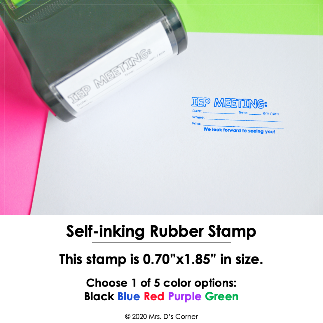 IEP Meeting Reminder Self-inking Rubber Stamp | Mrs. D's Rubber Stamp Collection