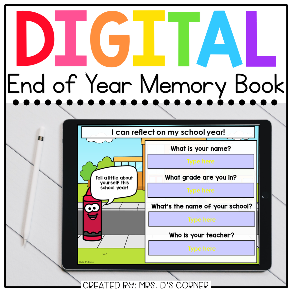 End of Year Memory Book Digital Activity