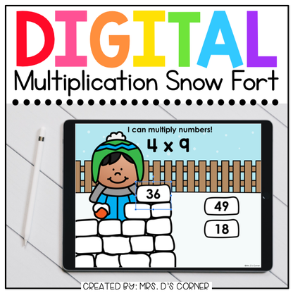 Multiplication Snow Fort Digital Activity | Distance Learning