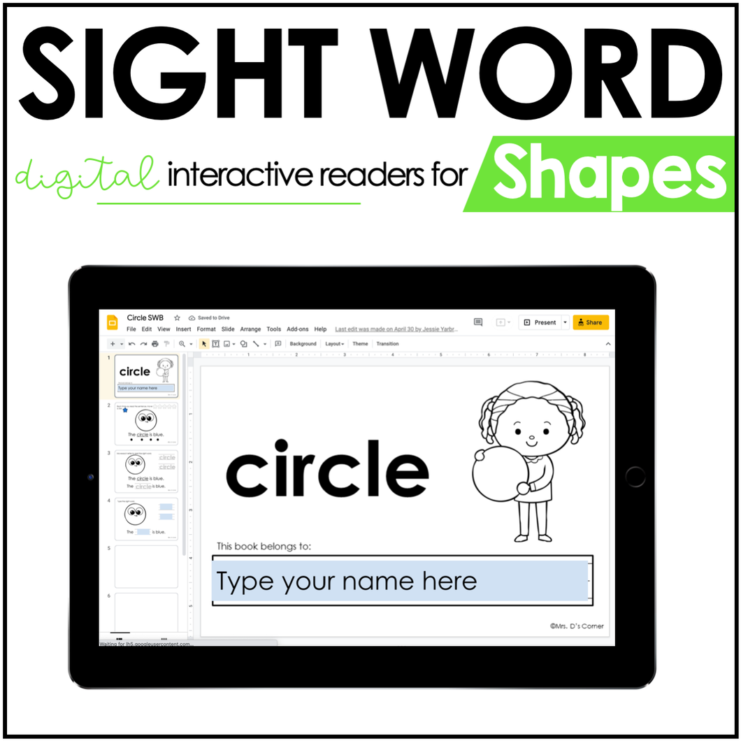 Digital Shapes Interactive Sight Word Reader Bundle | Shape Activity Books
