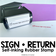 Load image into Gallery viewer, Please Sign and Return Self-inking Rubber Stamp | Mrs. D&#39;s Rubber Stamp Collection