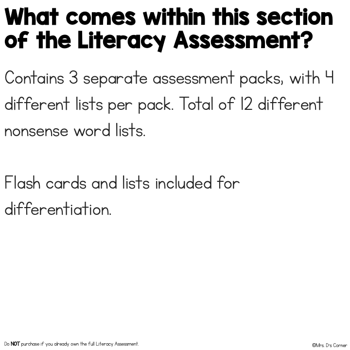 Nonsense Words Assessment - Literacy Reading Assessment