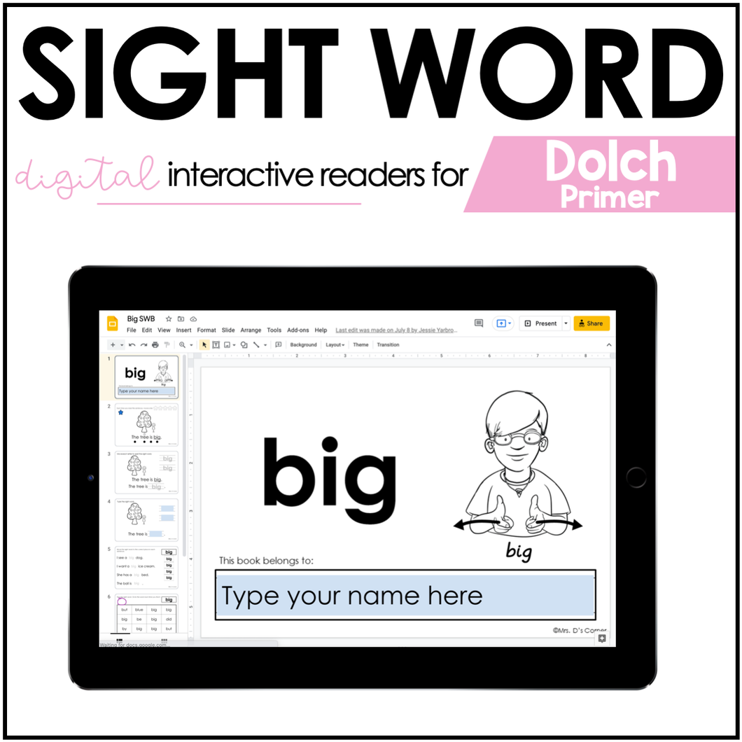 Digital Primer Dolch Sight Word Books | Dolch Sight Word Readers