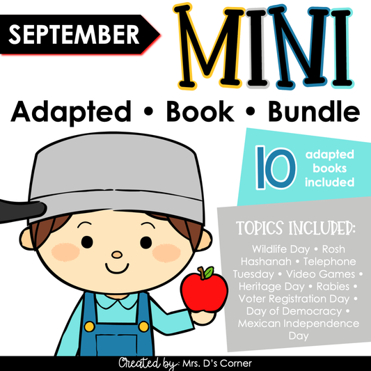 September Mini Adapted Book Bundle [10 books!] Digital + Printable Adapted Books