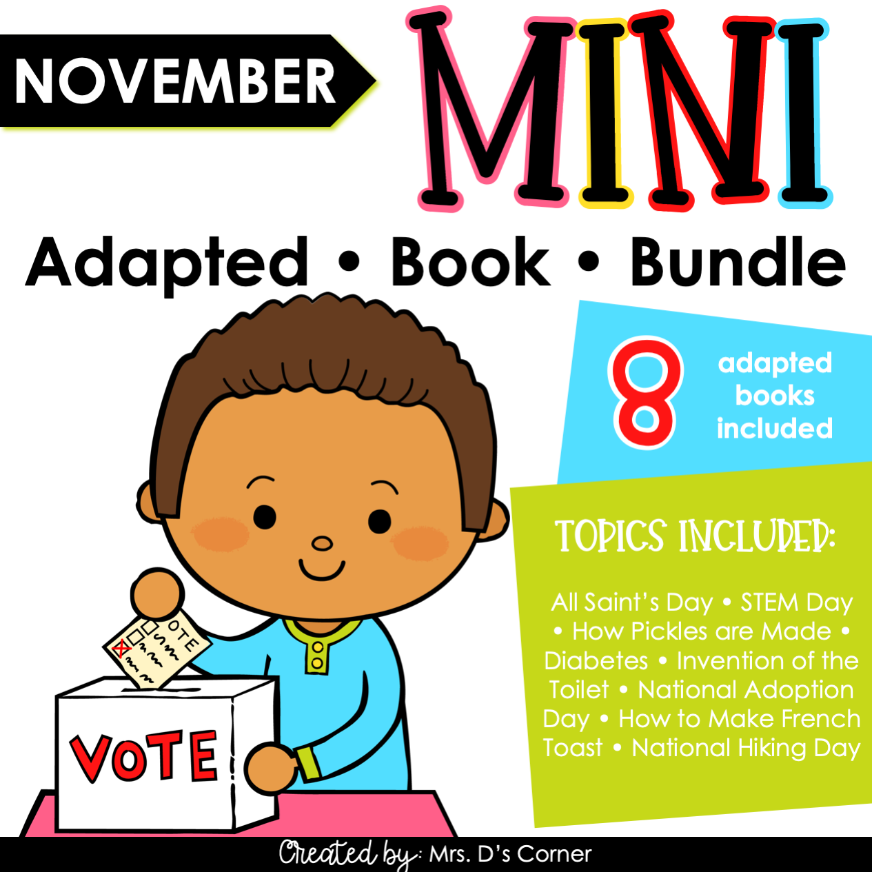 November Mini Adapted Book Bundle [8 books!] Digital + Printable Adapted Books